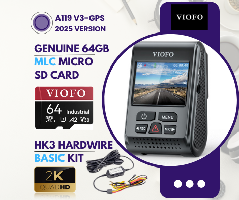 Viofo A119 V3-G 2K Quad-HD GPS Front 1ch (2025 Version) DIY Kit