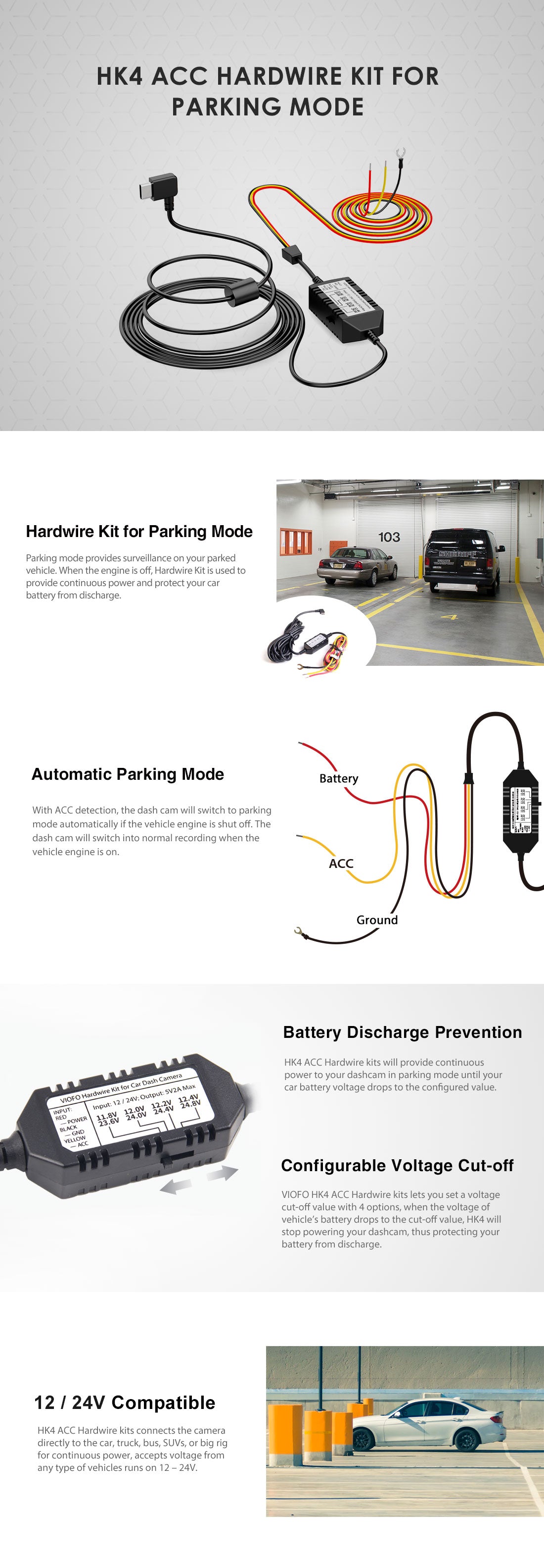 Viofo A229 Plus 2K+2K 2ch + HK4 Hardwire Kit + 32GB MLC micro-SD Package