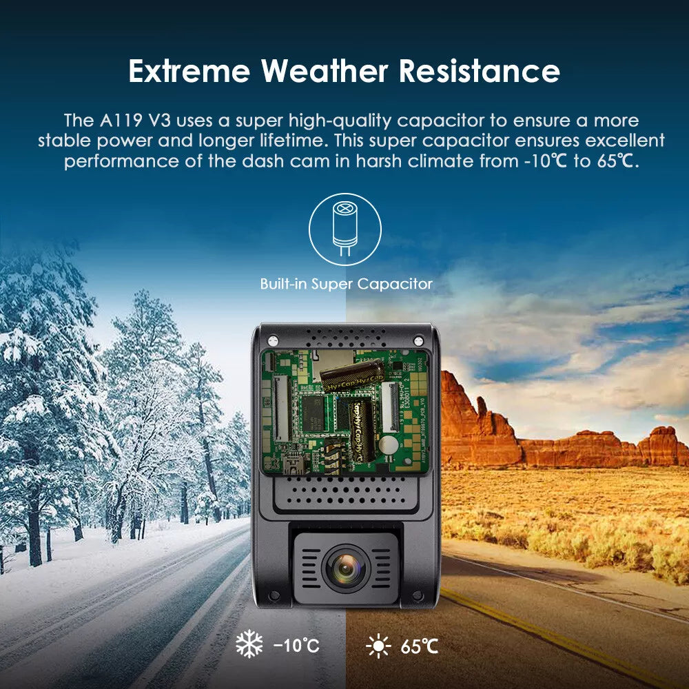 Viofo A119 V3-G 2K Quad-HD GPS 64GB HK3 Hardwired Front only 1-Ch Install Pack