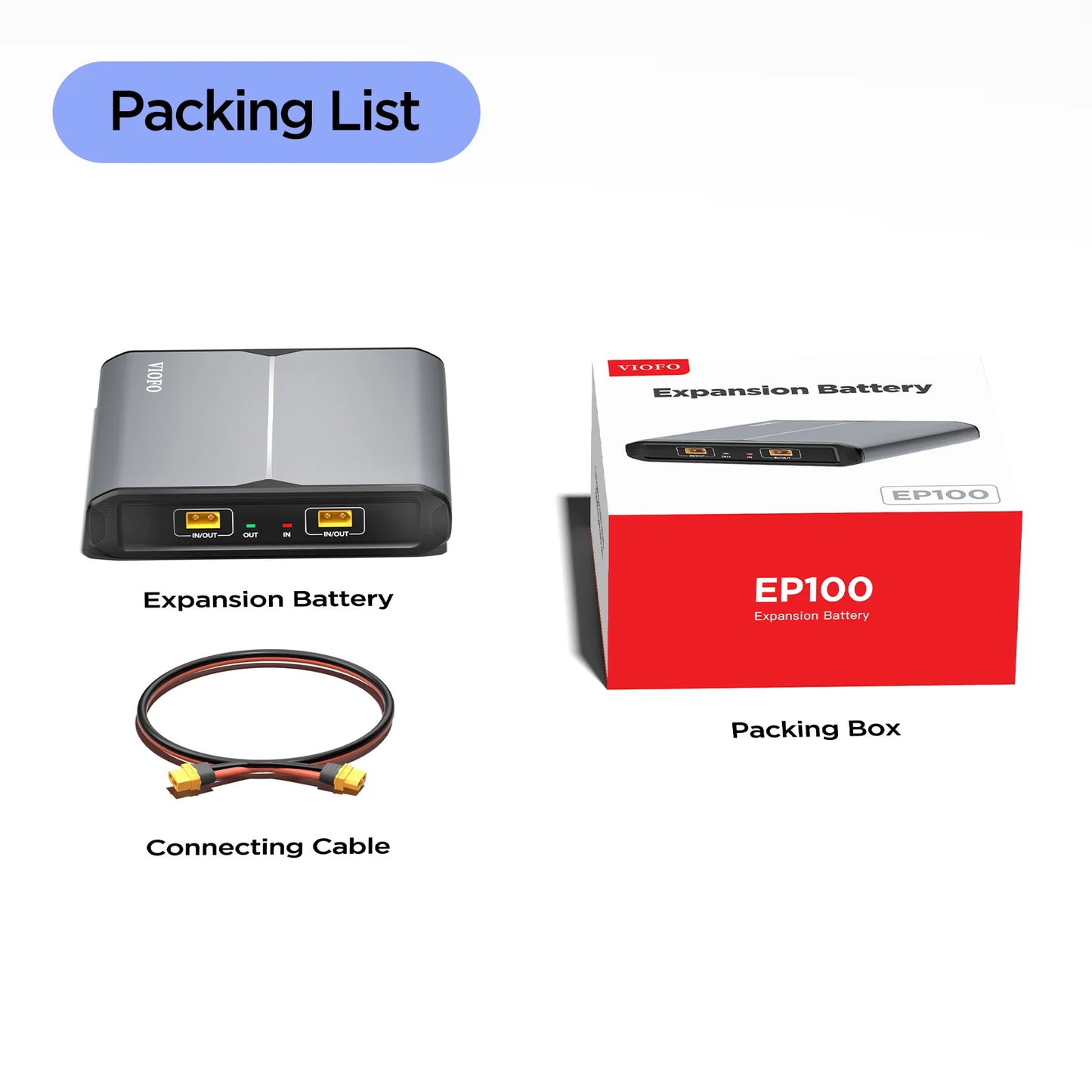 VIOFO EP100 Expansion Battery for BP100 Battery Pack, Easy to Expand Capacity for Much Longer Parking Recording