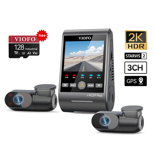 [Free VIOFO 128GB] Viofo A229 Plus 2K+2K+1080p 3ch + HK4 Hardwire Kit