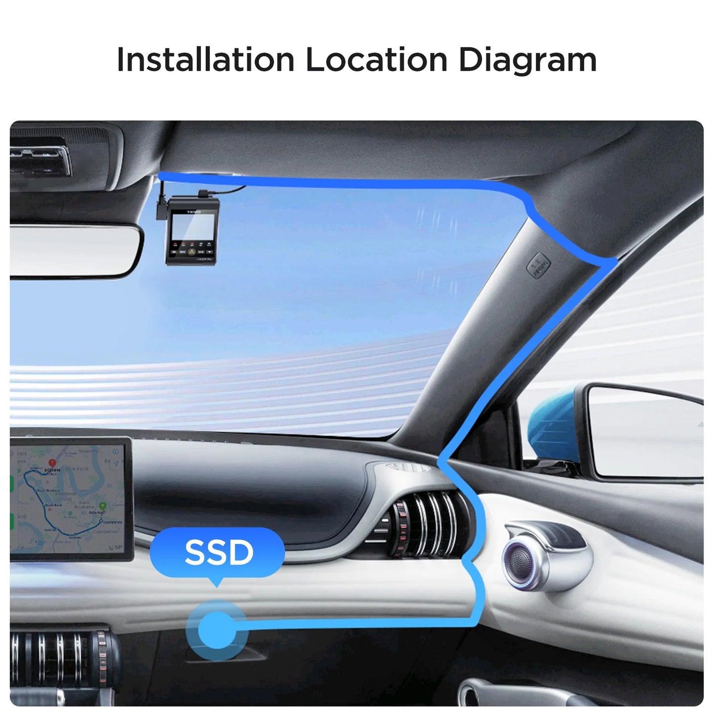 SSD Hard Drive Data Connection Cable for VIOFO A329S 2.5m
