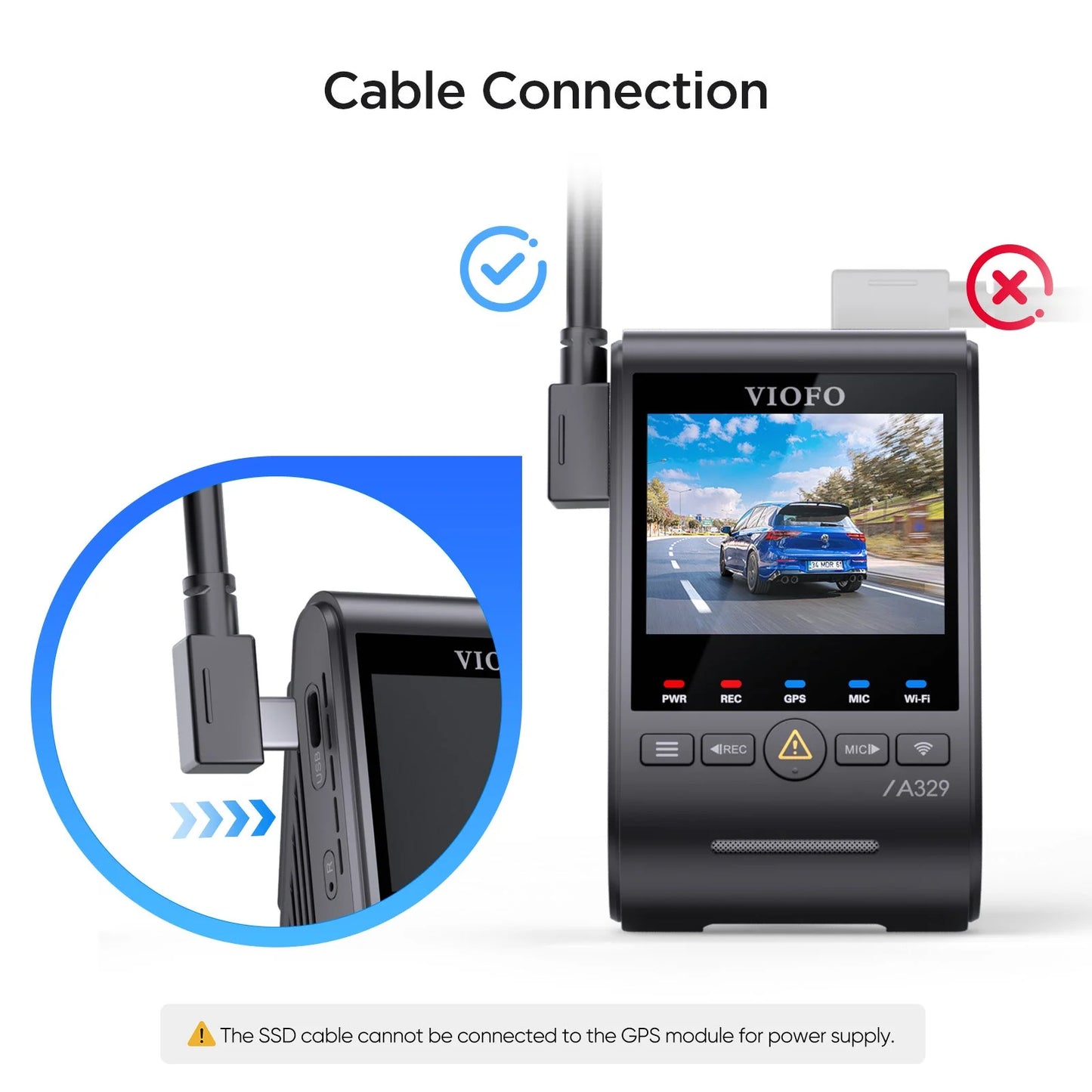 SSD Hard Drive Data Connection Cable for VIOFO A329S 2.5m