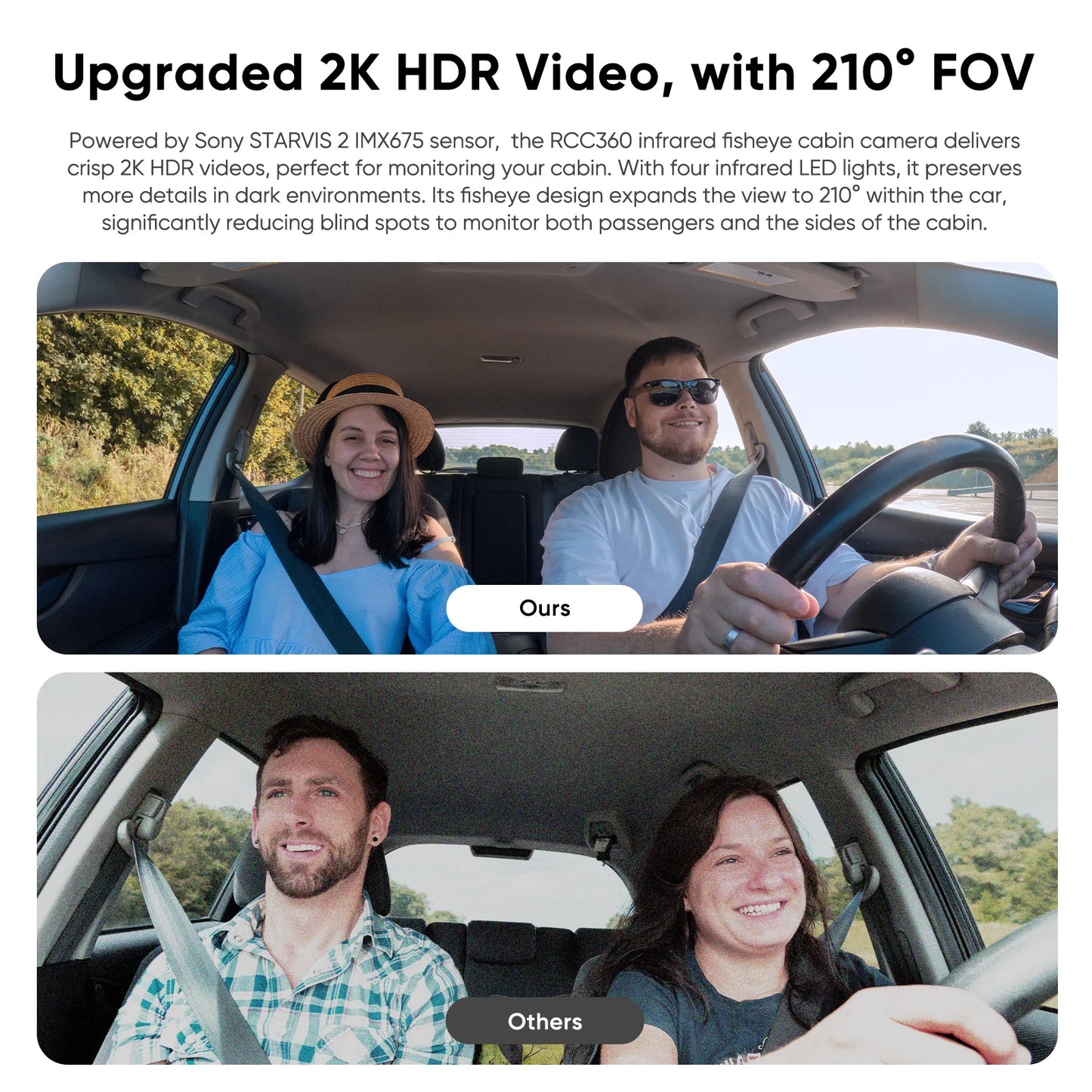 VIOFO RCC360 2K HDR Fisheye Cabin Cam, Super Night Vision Infrared Interior Cam for A329S/A329SW