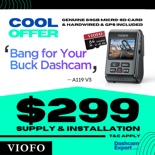 Viofo A119 V3-G 2K Quad-HD GPS 64GB HK3 Hardwired Front only 1-Ch Install Pack