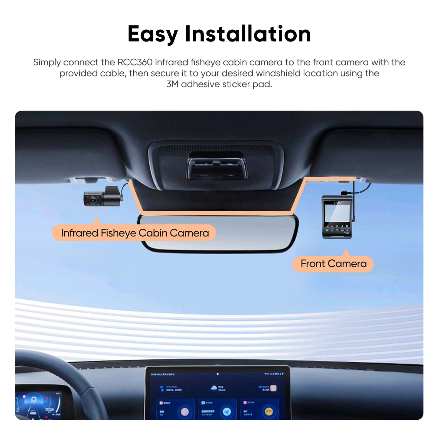 VIOFO RCC360 2K HDR Fisheye Cabin Cam, Super Night Vision Infrared Interior Cam for A329S/A329SW