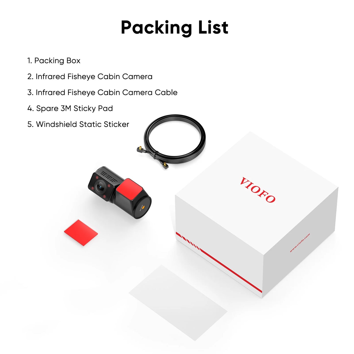 VIOFO RCC360 2K HDR Fisheye Cabin Cam, Super Night Vision Infrared Interior Cam for A329S/A329SW