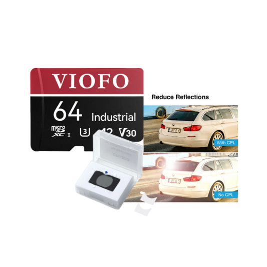 [30% OFF] Genuine VIOFO 64GB micro-SD card + CPL-300 Rear Filter Bundle Package (Fits: A229 Pro, A229 Plus)